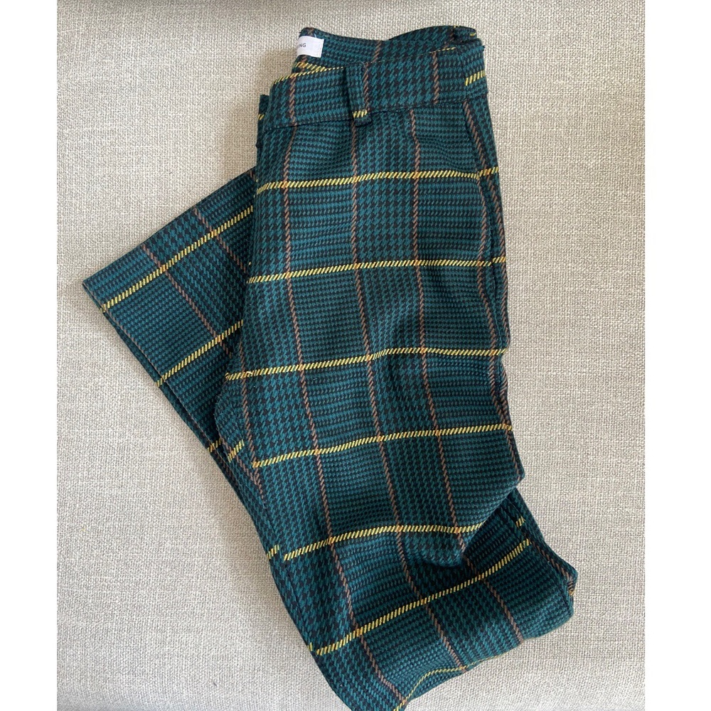 Anine Bing Cindy pant in emerald green plaid